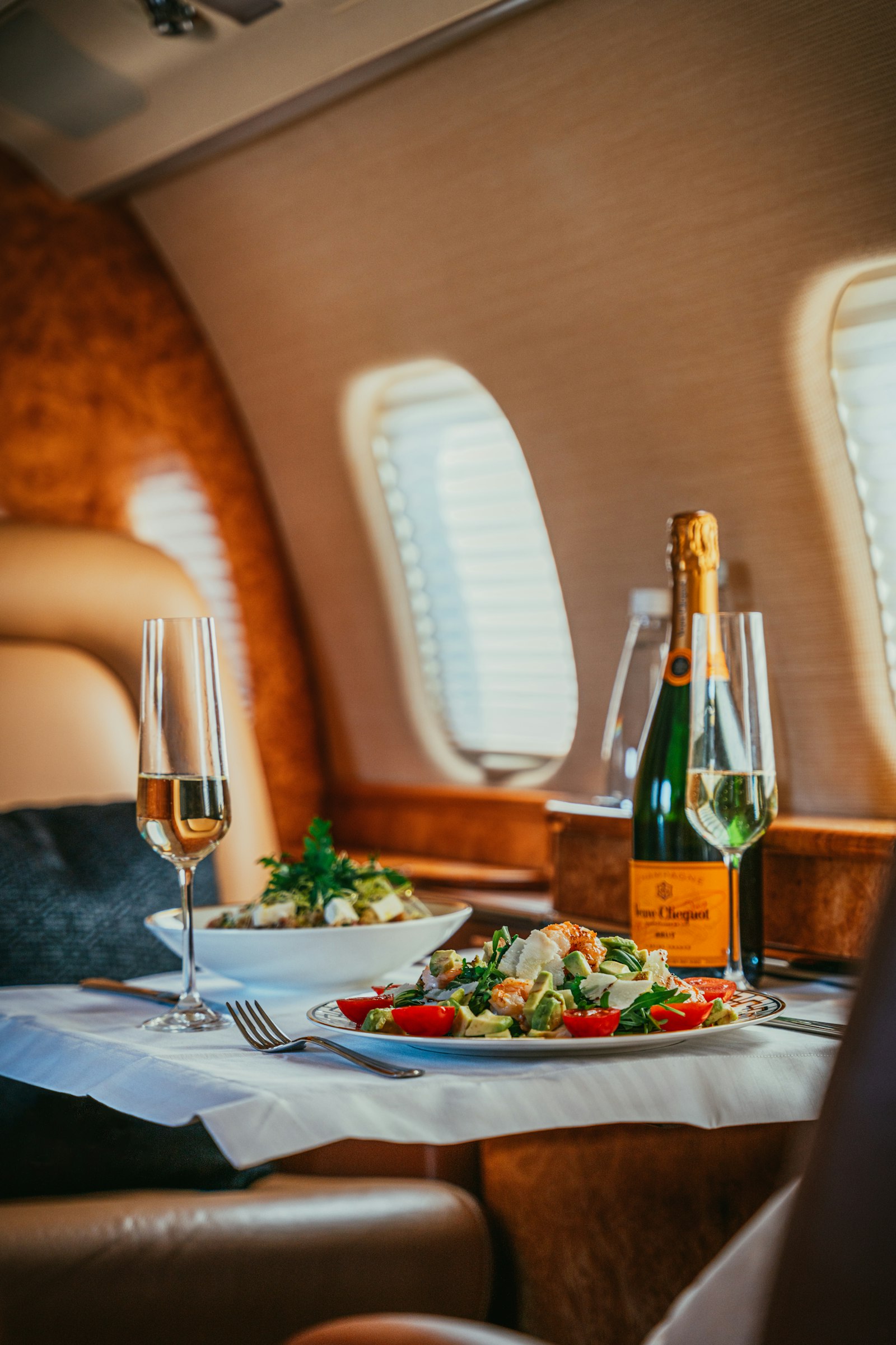 Luxurious private-jet cabin interior